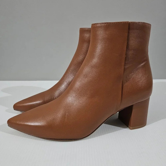 NEW L'Agence Jeanne II Ankle Bootie Pointed Toe Heeled Brown Leather EU 39